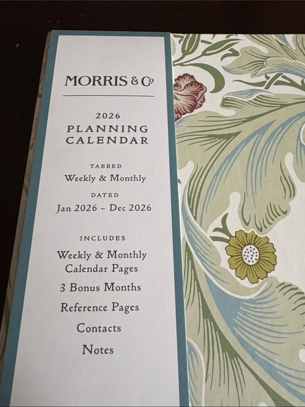 Morris & Co Floral Agenda Planner - Green Pattern